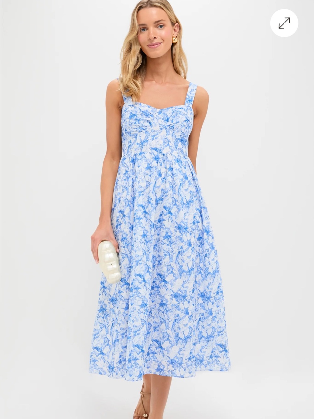NWT Hyacinth House Blue Watercolor Annette Midi Dress, Size Medium - Picture 3 of 9